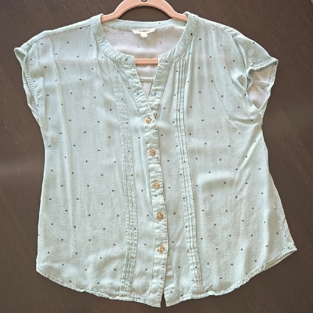 Mint Green Button-Up Women's Top
